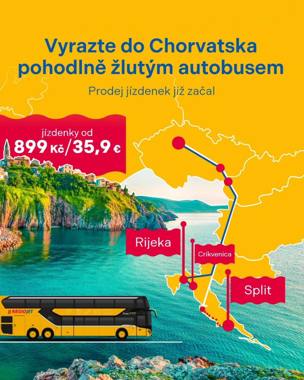 RegioJet - autobusem do Chorvatska 2026